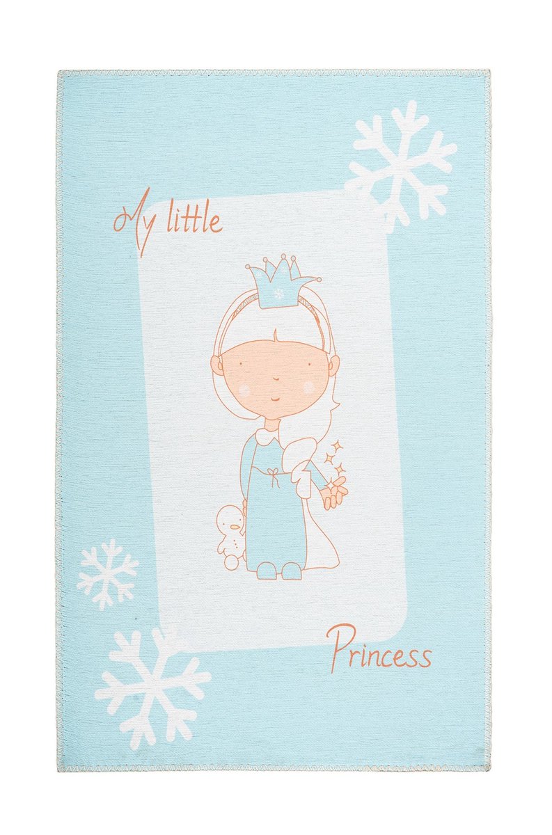 Padiro laagpolig kindervloerkleed 120 x 180 cm - mint - met prinses / sneeuwvlok kindermotief - geschikt voor kinderkamer en vloerverwarming - van polyester