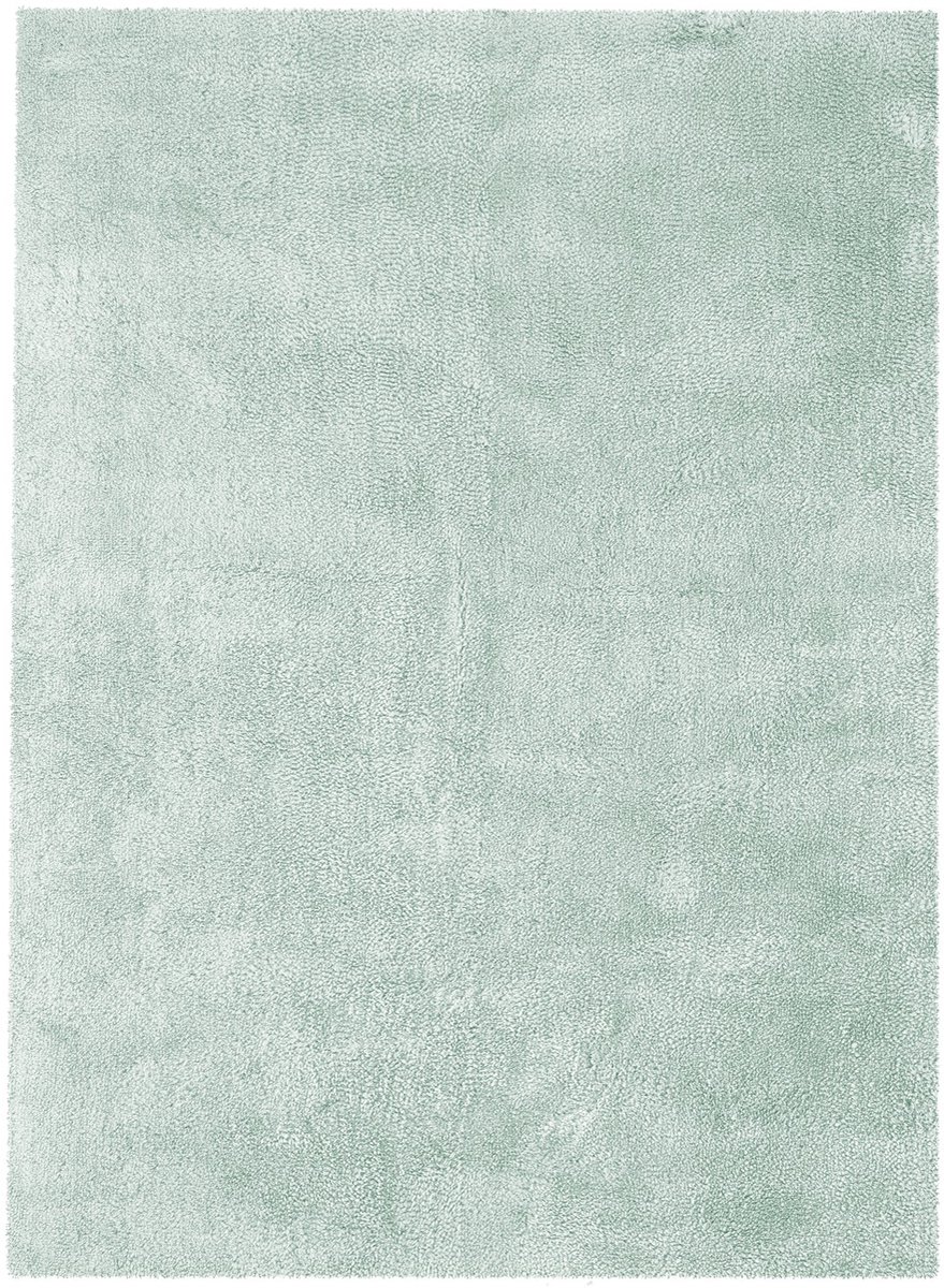 Padiro hoogpolig vloerkleed 160 x 230 cm - pastelblauw - scandi effen design - geschikt voor vloerverwarming - van polyester