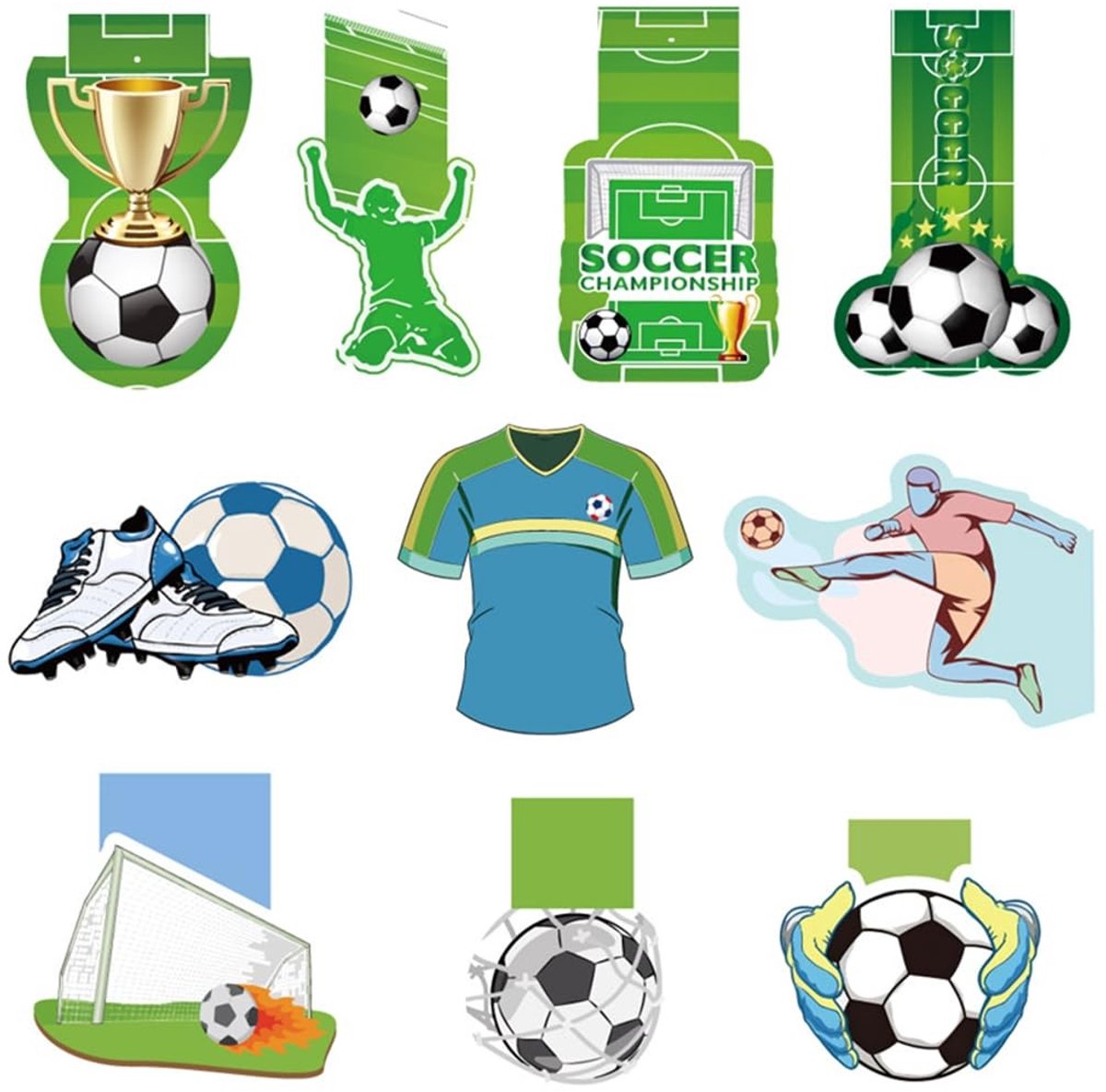 Solidchoice - Set van 10 Magnetische Boekenleggers met Voetbalthema