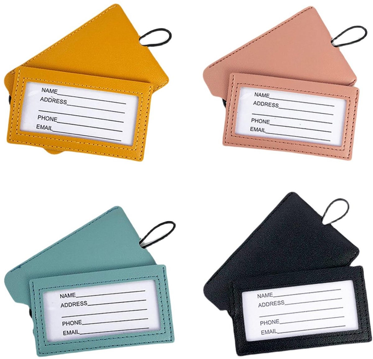 Solidchoice - Set van 4 Kofferslabels met Elastische Band