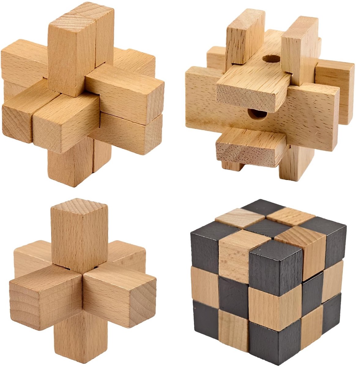 Solidchoice - Set van 4 Houten Puzzels voor Volwassenen en Kinderen