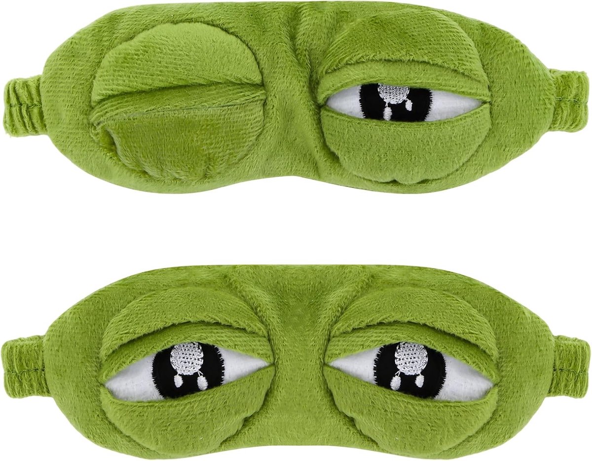 Slaapmasker kikker 3D - pluche stof - beweegbare oogleden - ideaal voor reizen - ShopVlot
