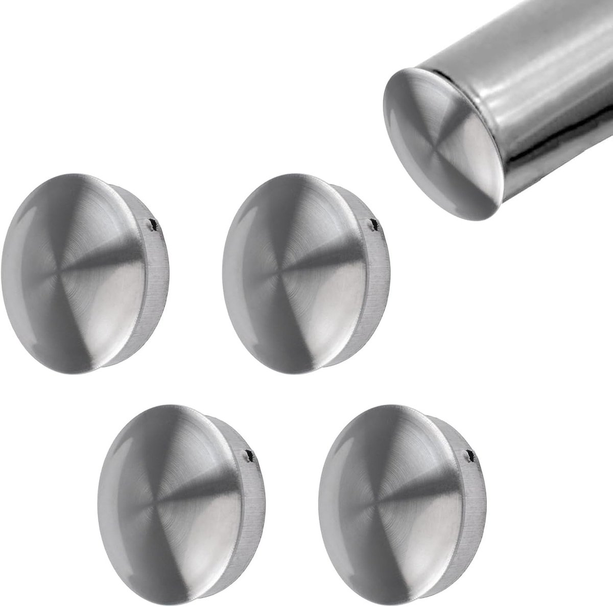 Eindkappen voor leuning 40 mm - roestvrij staal - geborsteld zilver - duurzame bescherming - ShopVlot