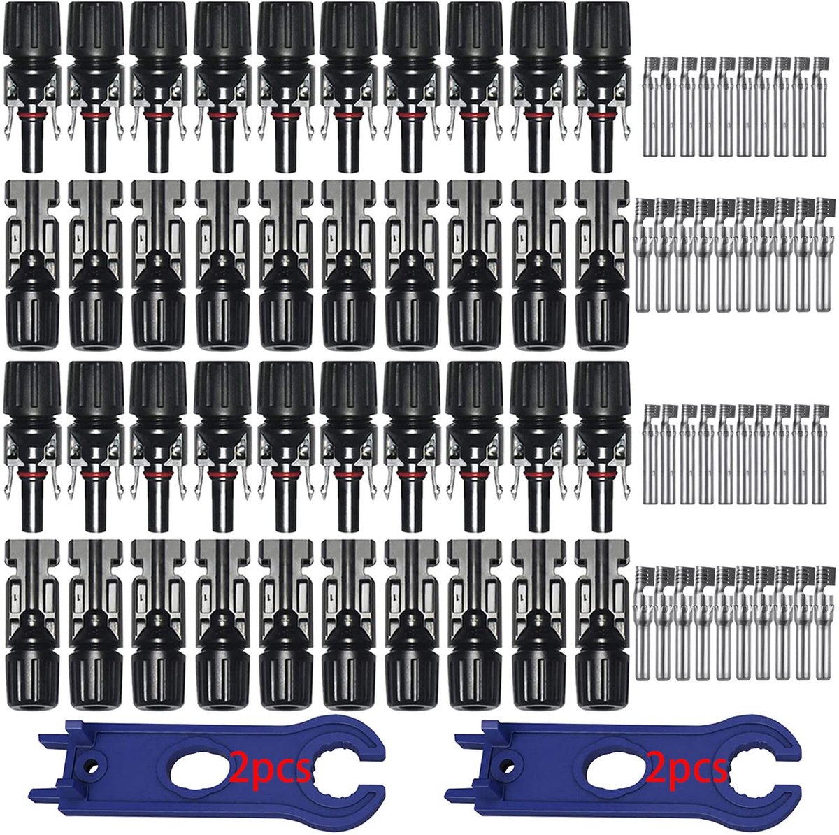 SnelShoppen - 20 Paar Zonnepaneel Stekkers Male/Female, Zonnepaneel Kabelconnectors met Moersleutel, Zwart, Voor PV Kabels 2.5 mm² - 6 mm²