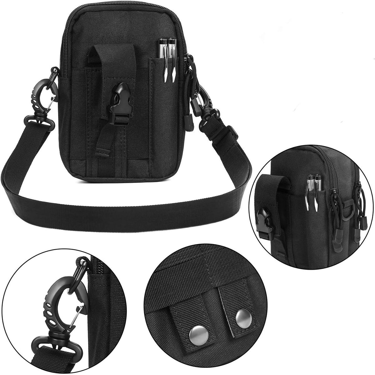 Men's Bag, Accessories, Belt, Belt Bag, Waist Bag, Backpack, Tactical Mini, Black - ShopVlot