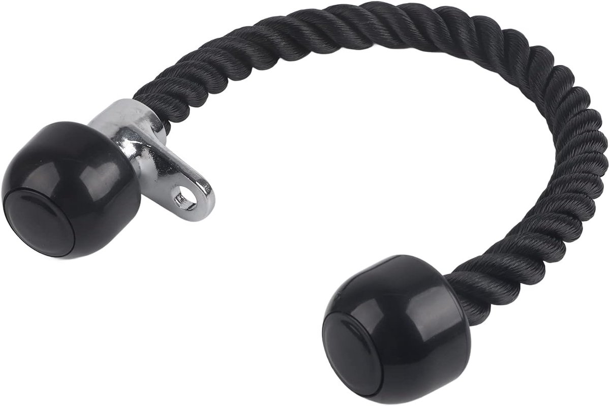 Tricep touw 70 cm - nylon en metaal - rubberen handgrepen - ideaal voor triceps training - ShopVlot