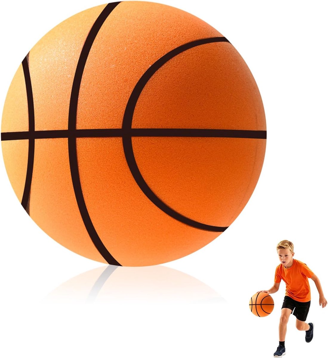 Basketbal 24 cm - stille trainingsbal - lichtgewicht schuimrubberen bal - verbeter je skills - ShopVlot