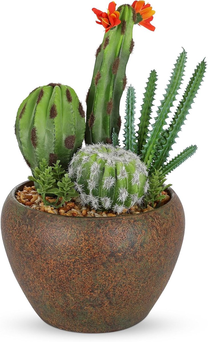 Kunstcactus 26 cm - PU-materiaal - Luxe uitstraling - Perfecte decoratie voor thuis - ShopVlot