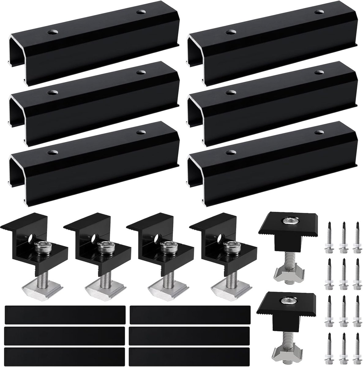 Solar panel houder set 12 cm - aluminium en RVS - voor vlakke daken - stabiele montage - ShopVlot