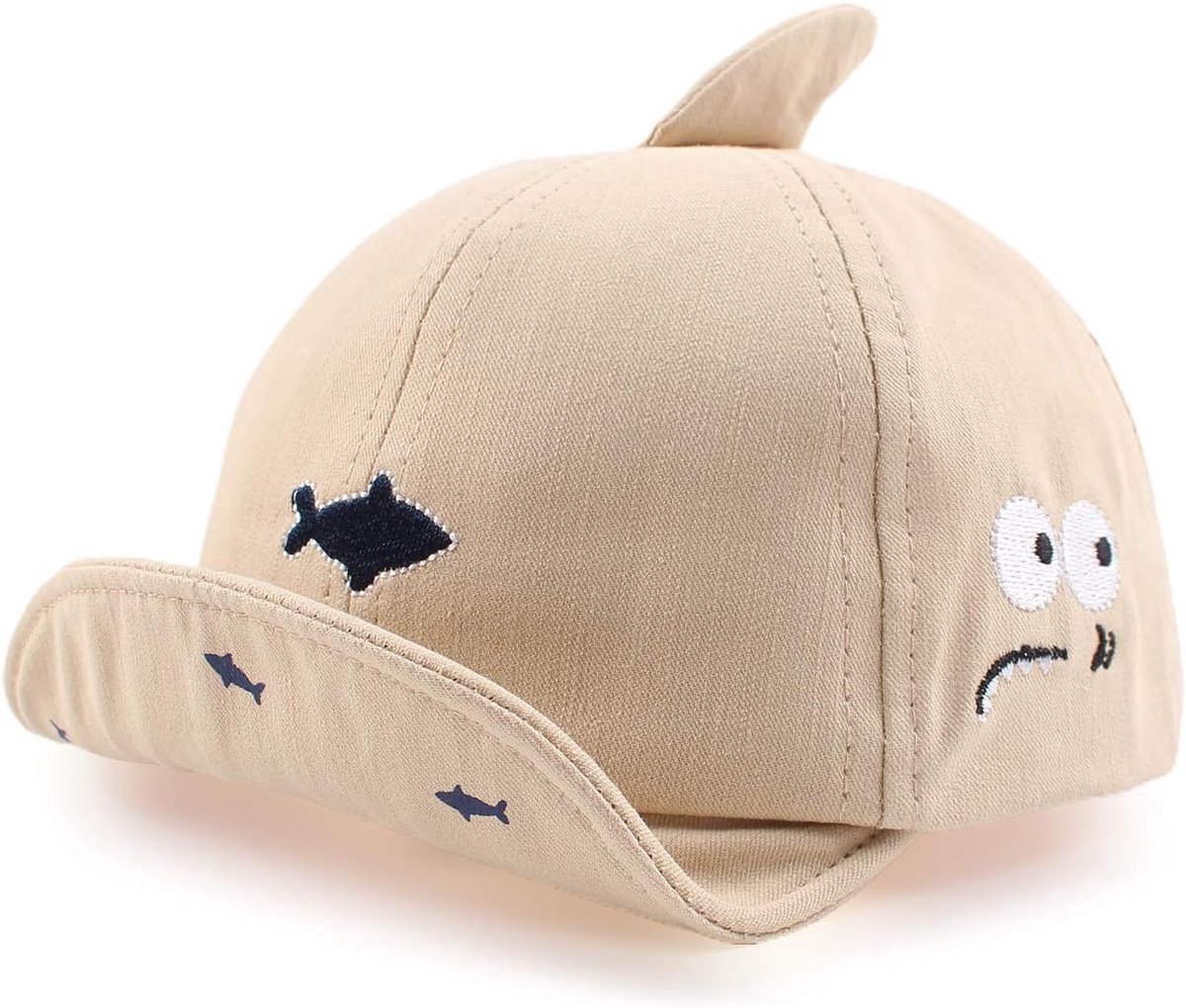 Zomermuts voor baby's 3-12 maanden - khaki katoen - verstelbaar - ideaal voor zonbescherming - ShopVlot