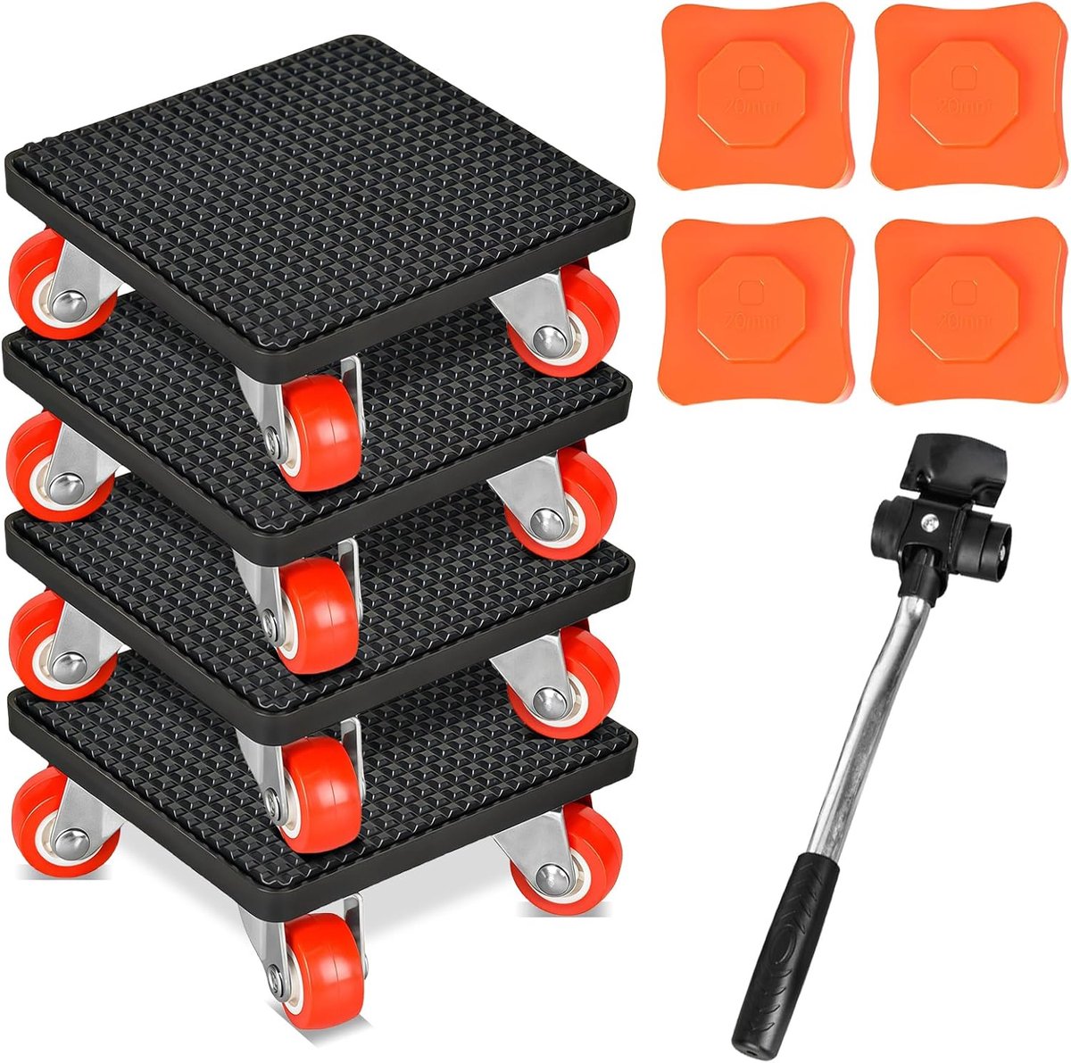 Meubeltransportwielen set van 4 - Heavy duty - Inclusief hefwerktuig - Voor moeiteloos verplaatsen van zware meubels - ShopVlot