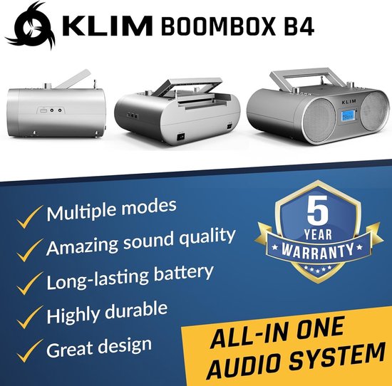 Draagbare CD-speler - Zilver - Compact - Met Bluetooth, AUX en USB - Voor Muziekliefhebbers — afbeelding 2