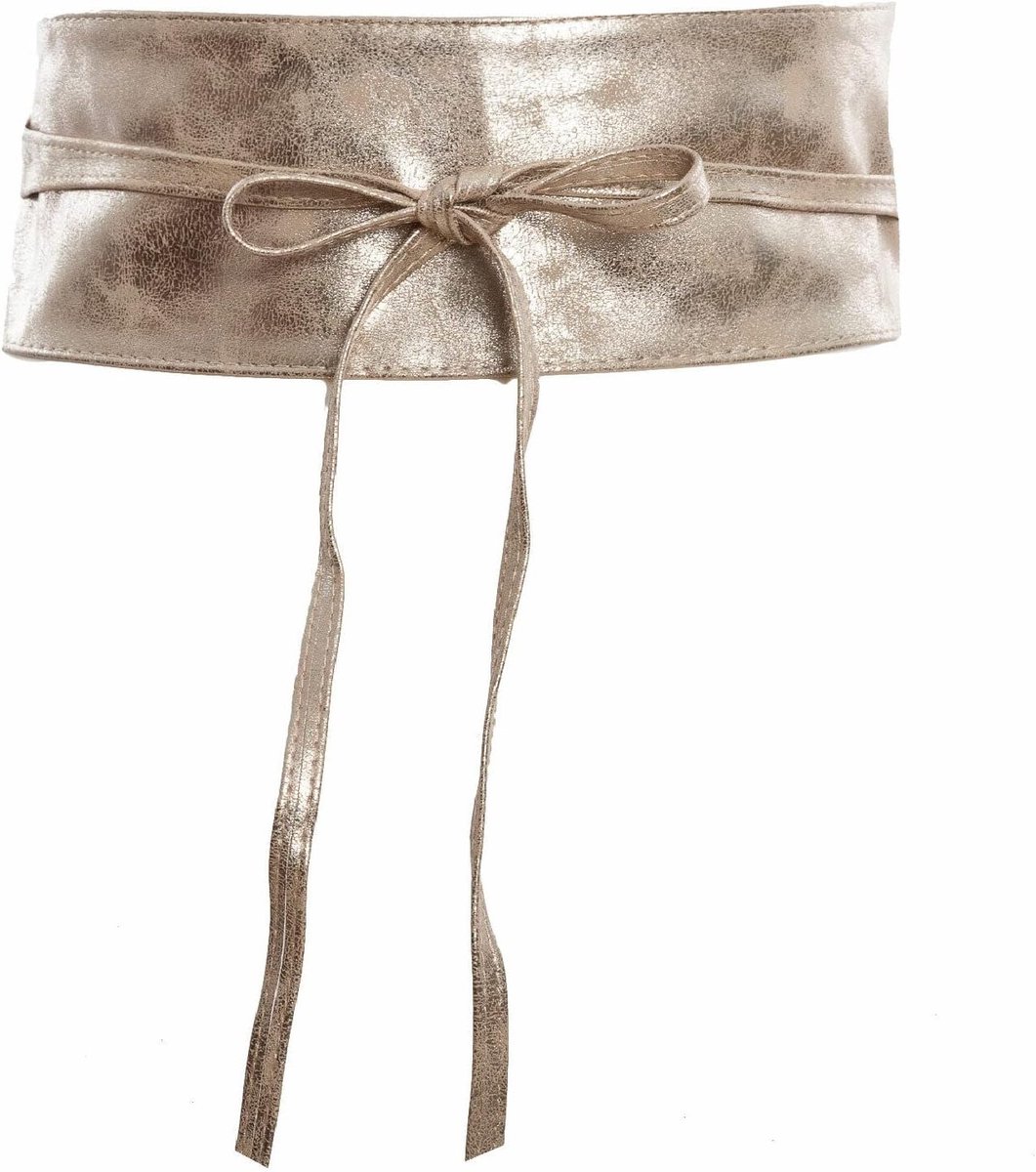 Obi riem dames - brede faux leren band - goudkleurig - accentueert je taille - ShopVlot
