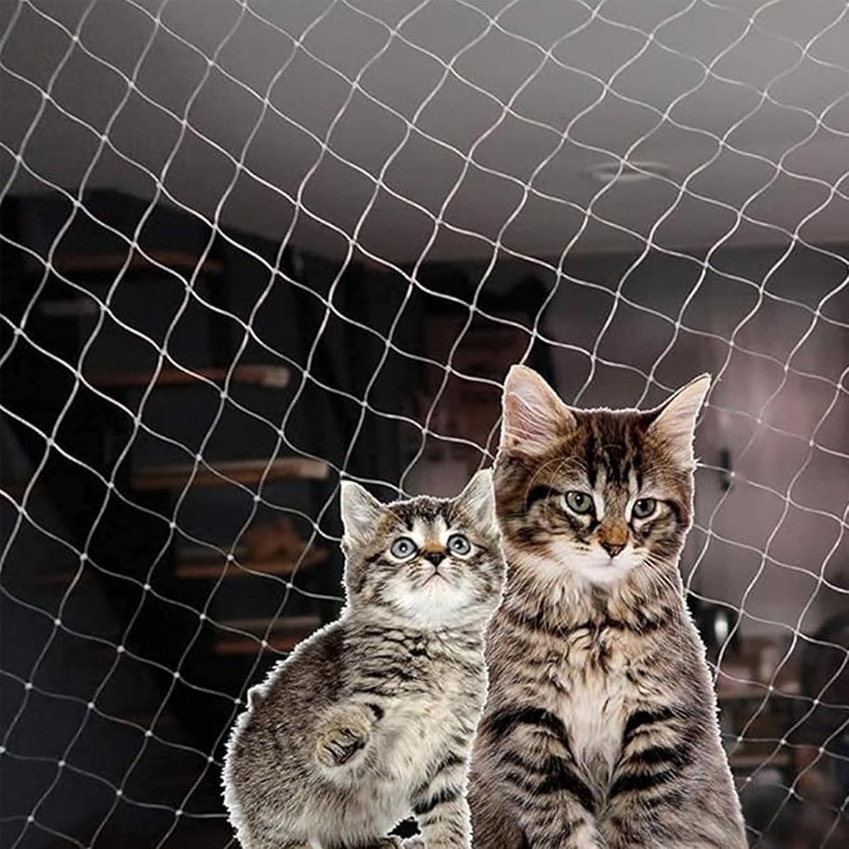 Kattennet voor balkon 10 x 3 m - zwart nylon - versterkt ontwerp - veilig voor katten - ShopVlot
