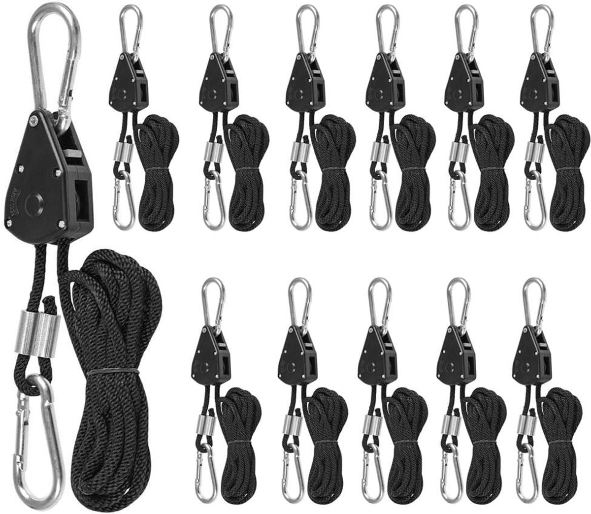 Ratchet hangers 1/8" - zware kwaliteit - verstelbare touwen - ideaal voor het ophangen van groeilampen - ShopVlot
