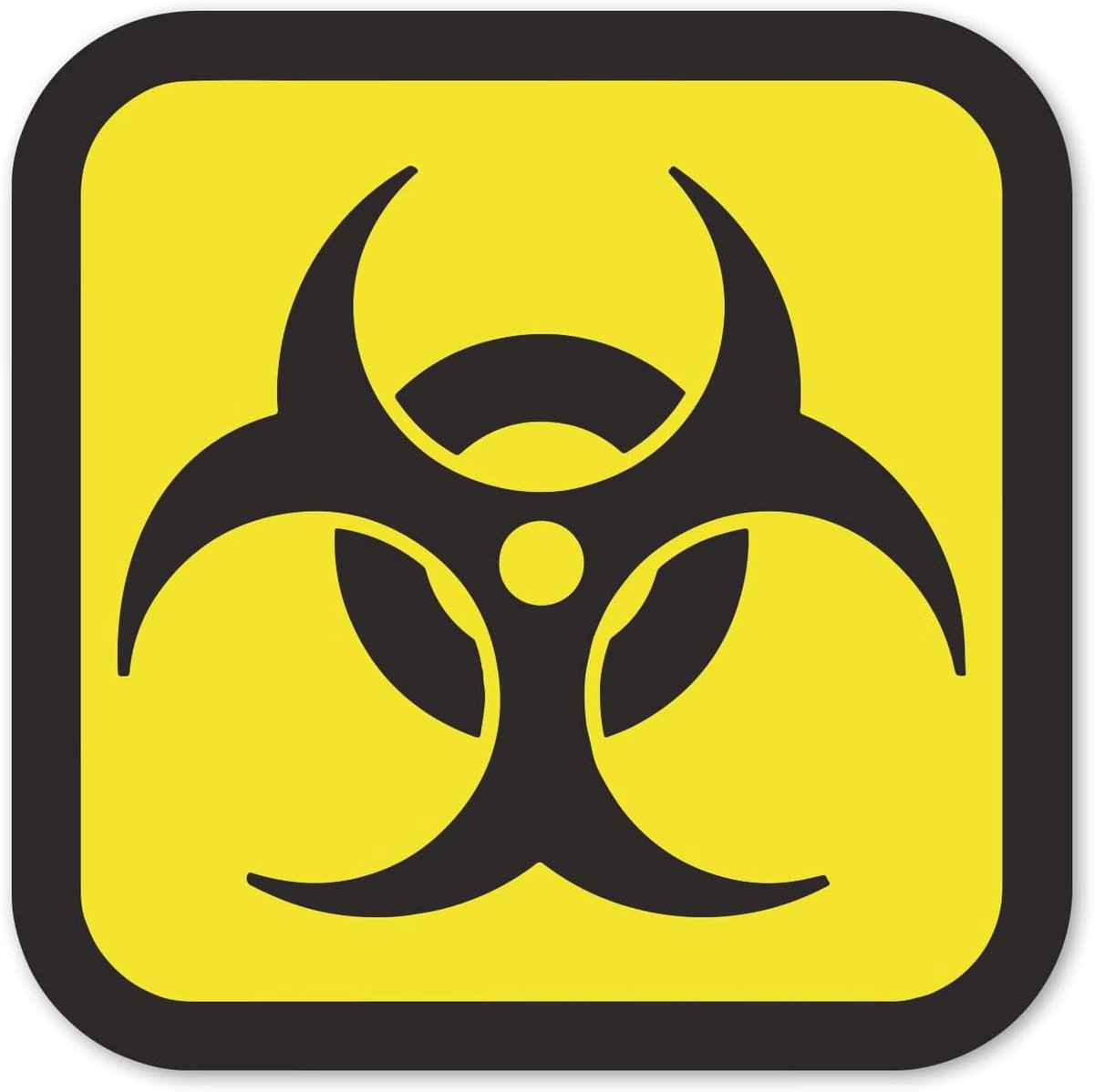 Biohazard sticker 10 x 10 cm - zelfklevend - waarschuwingssymbool - markeer gevaarlijke gebieden - ShopVlot