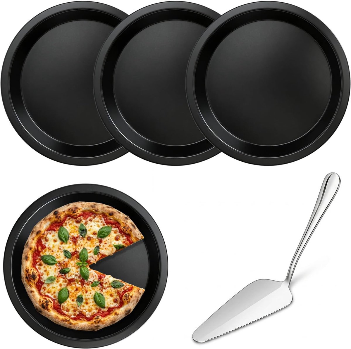 Pizza bakvorm set 16 cm - carbonstaal - anti-aanbaklaag - ideaal voor mini pizza's - ShopVlot