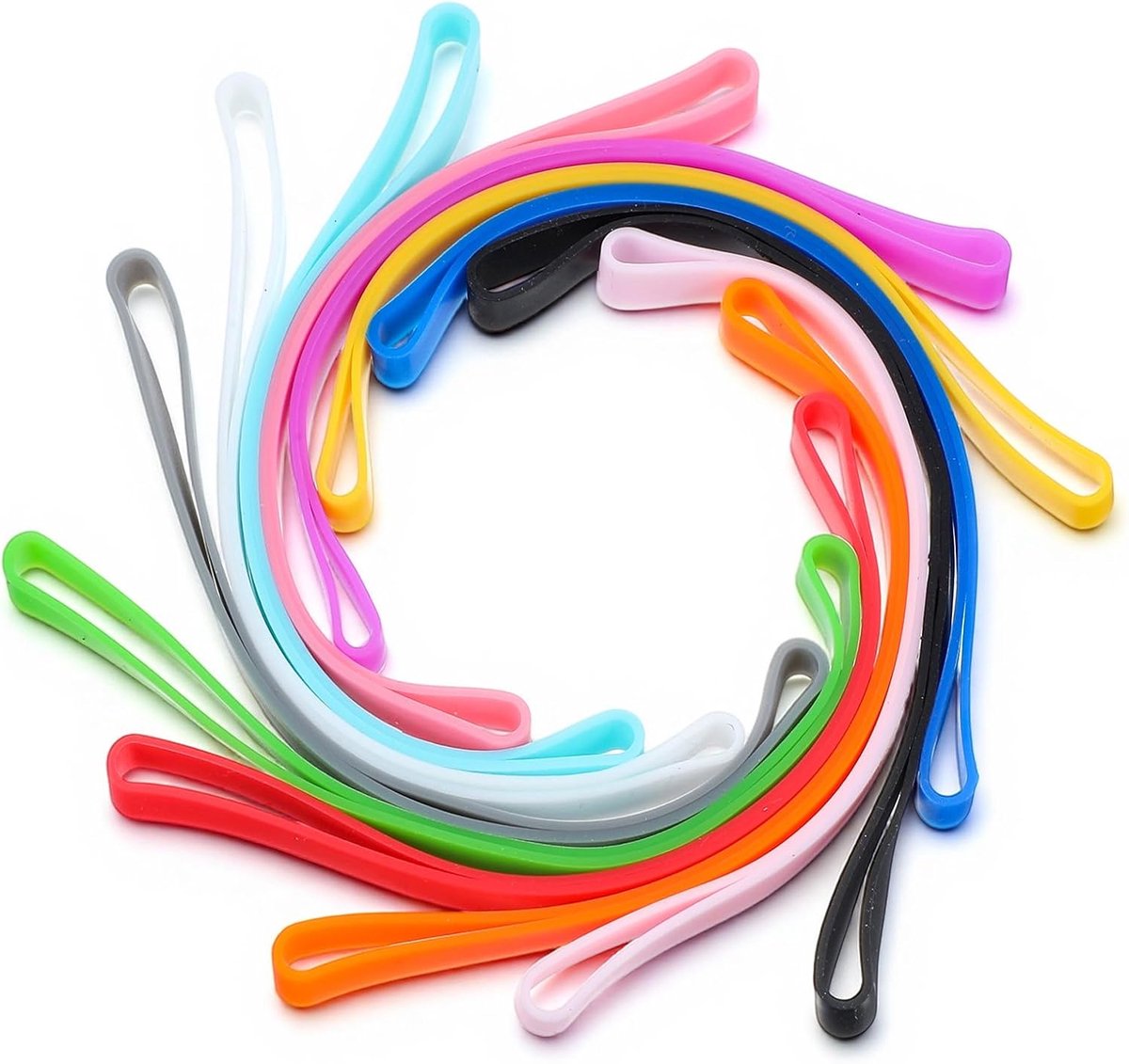 Siliconen elastiekjes 12 cm - duurzame banden - 12 kleurrijke varianten - ideaal voor organisatie - ShopVlot