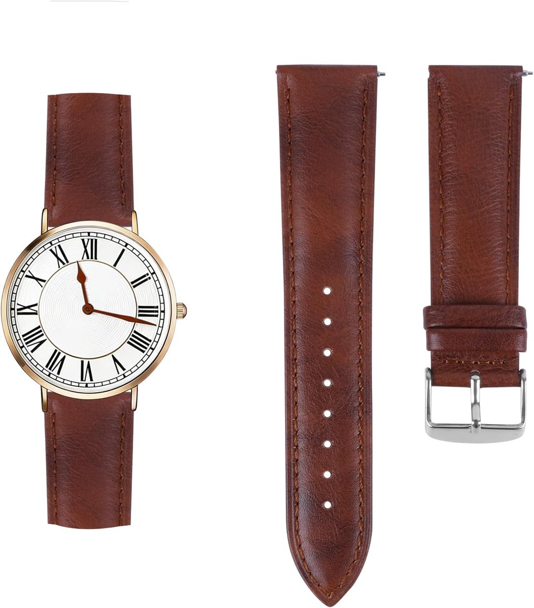 Horlogeband 20 mm 22 mm - Zacht Leer - Verstelbaar - Comfortabele vervangband voor mannen en vrouwen - ShopVlot
