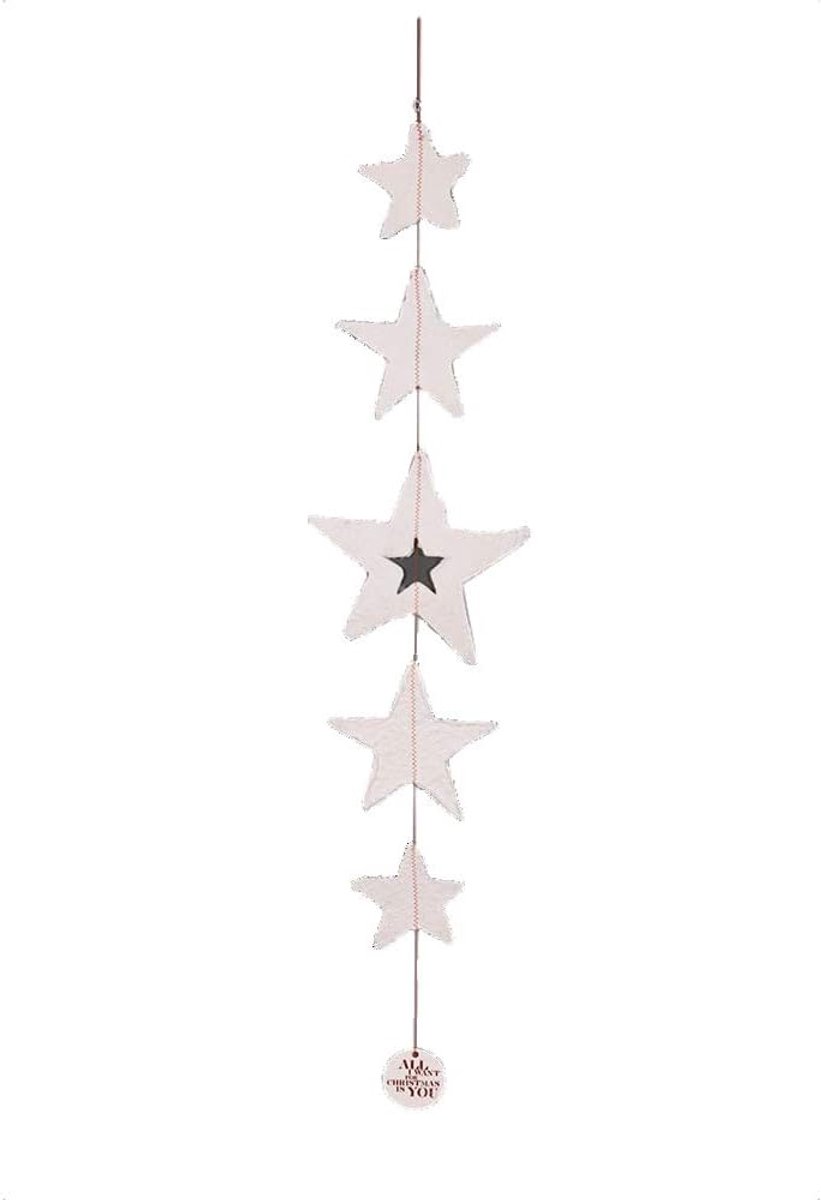 Papieren ster ketting 120 cm - wit/rood - trendy design - perfect voor elke gelegenheid - ShopVlot