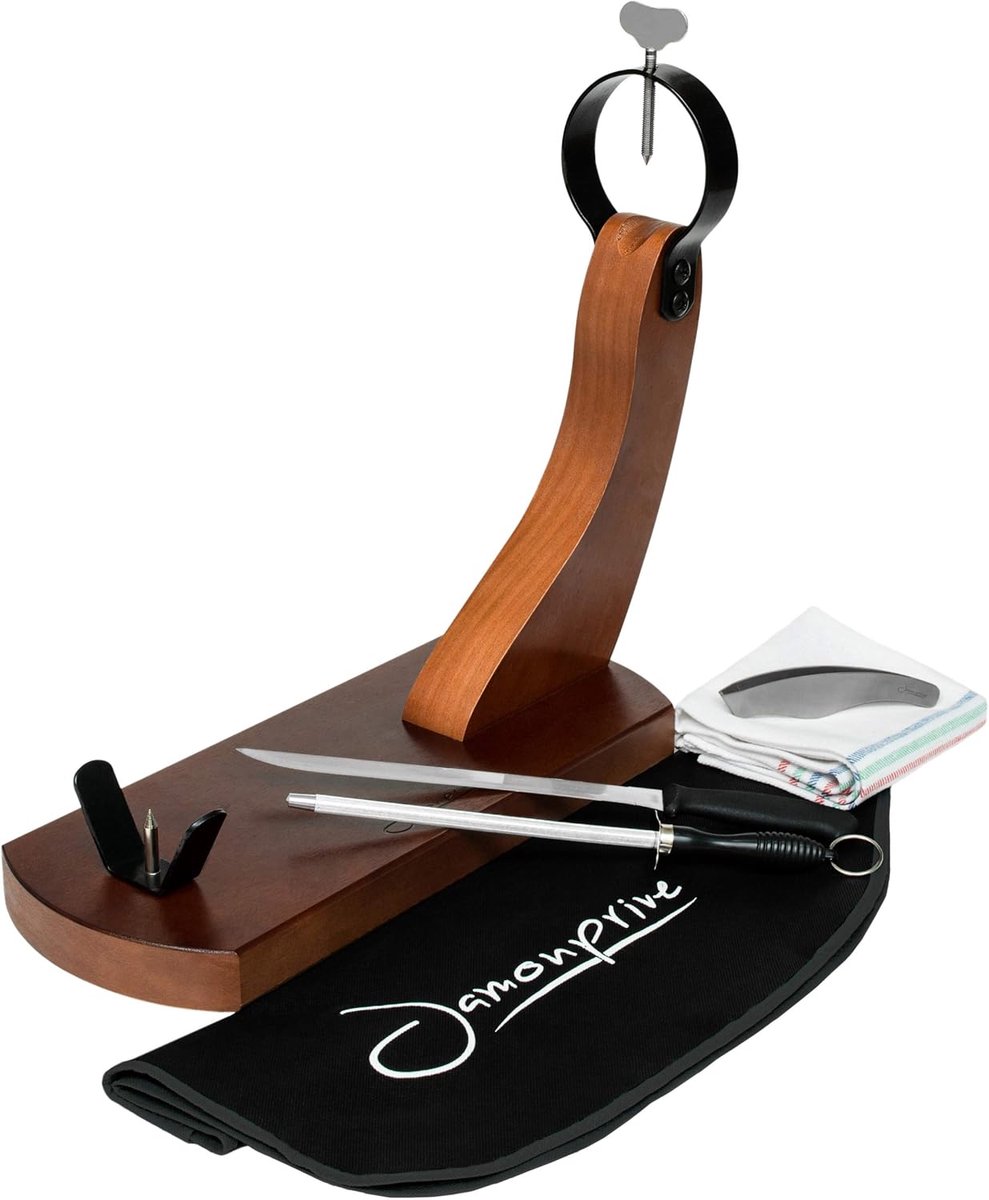 Hamklem - Professionele Set voor het Snijden van Serrano en Iberico Ham - Chileens Dennenhout - ShopVlot