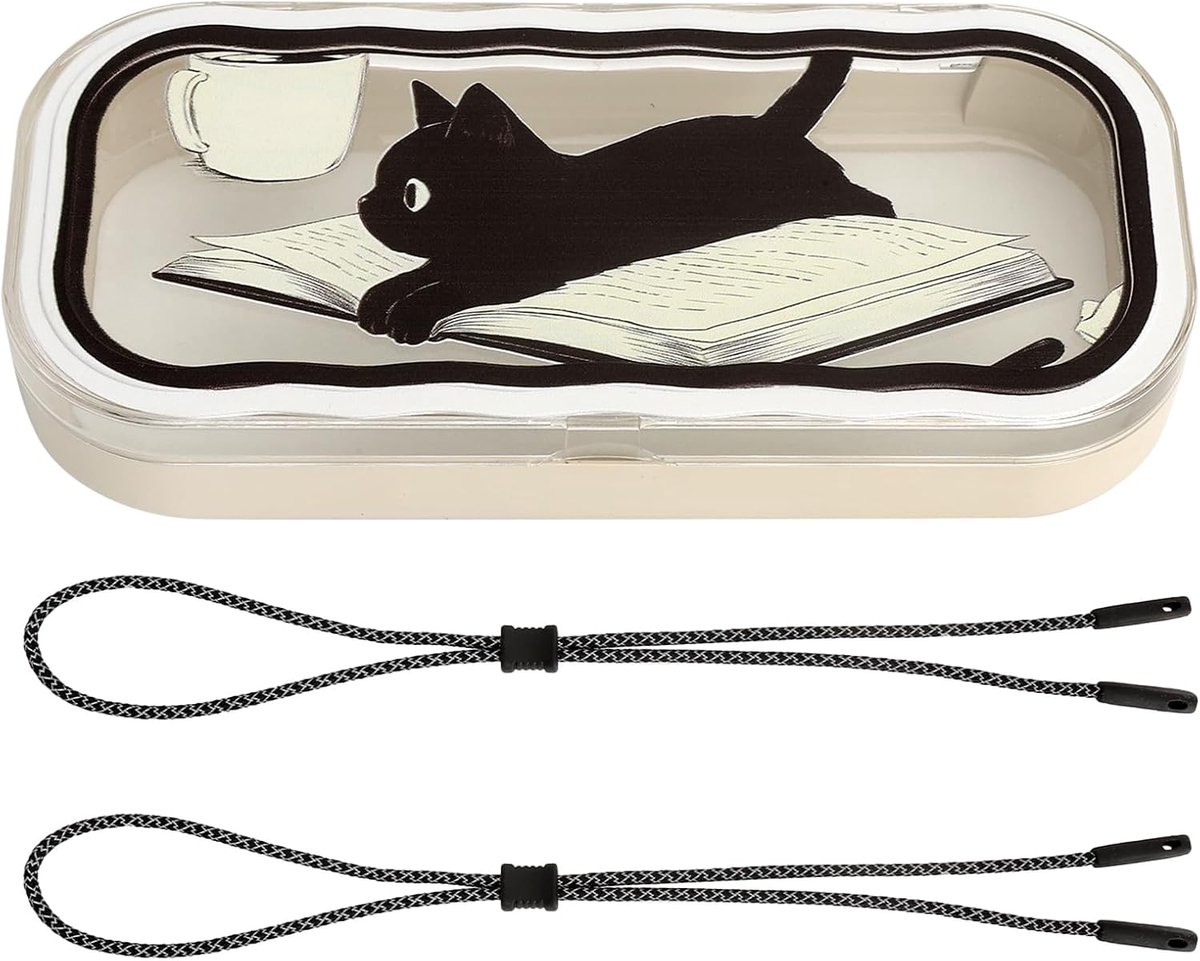 Brillenkoker hardcase dames - transparant kunststof - schattige kat - opvouwbaar etui voor bescherming - ShopVlot