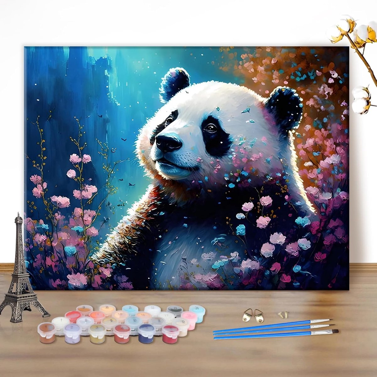 Paint by Numbers Kit Panda 50x40cm - DIY Canvas Schilderen - Compleet met Acrylverf en Kwasten - ShopVlot