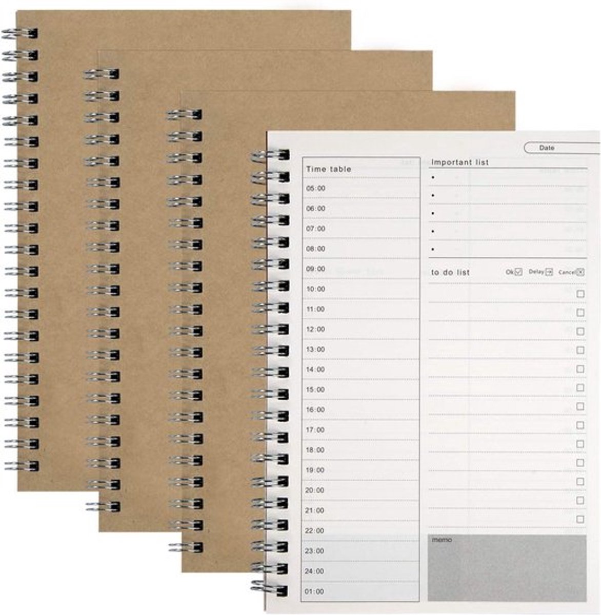 4 stuks Dagplanner - Dagelijkse Planner - To Do Lijst - Werkplanner - To Do Planner - Doelen ophalen - Beter Georganiseerd Leven
