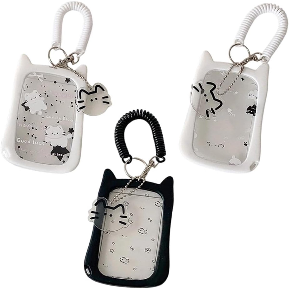 Kpop fotokaarthouder 3 stuks - transparant - met veertouw - veilige bescherming - ShopVlot