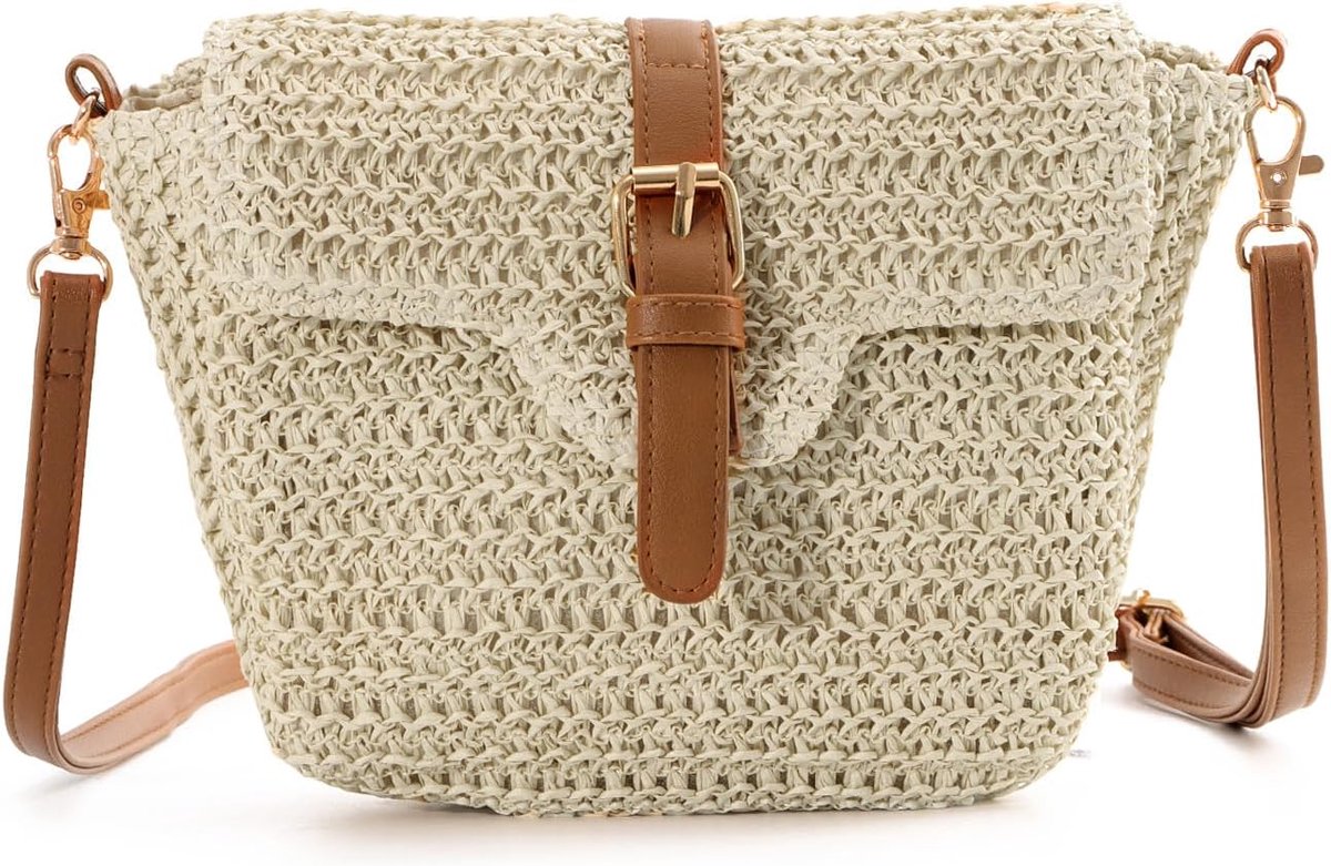 Schoudertas voor Dames - Papieren Stro - Boho Geweven Faux Raffia - Perfect voor Vakantie - ShopVlot