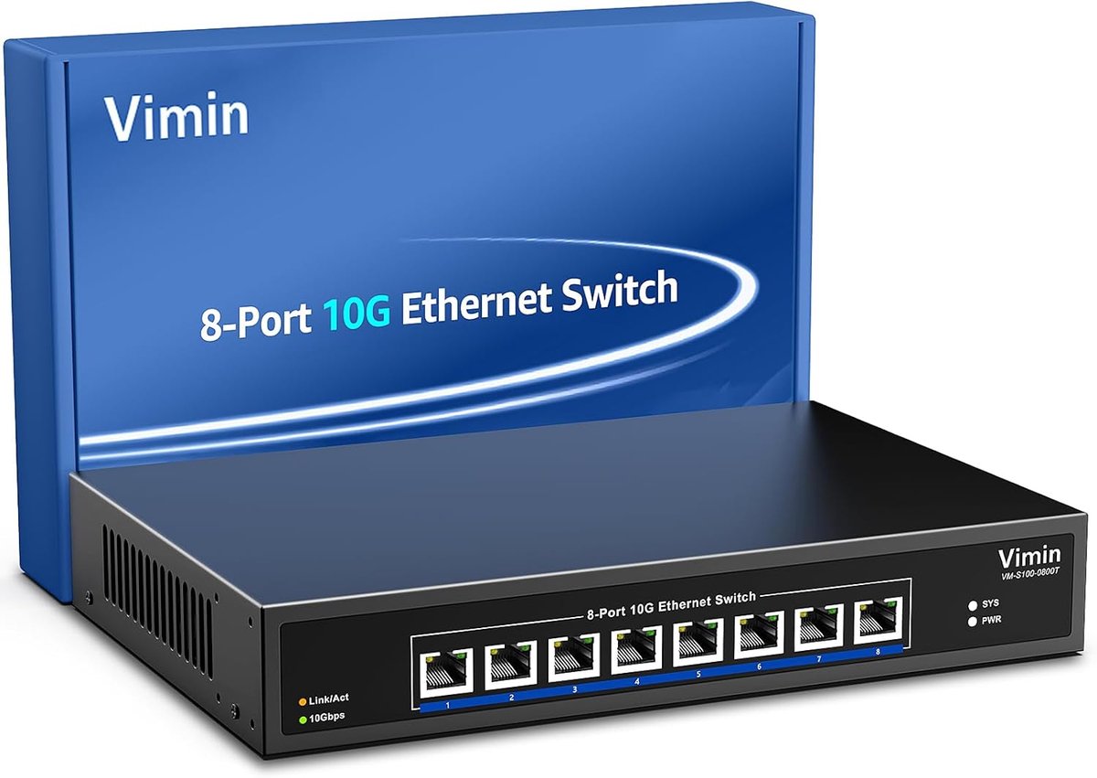 Ethernet Switch 8 Poorten 10G - Onbeheerd - Automatische Snelheidsnegotiatie - Ideaal voor 10G NAS-netwerk - ShopVlot