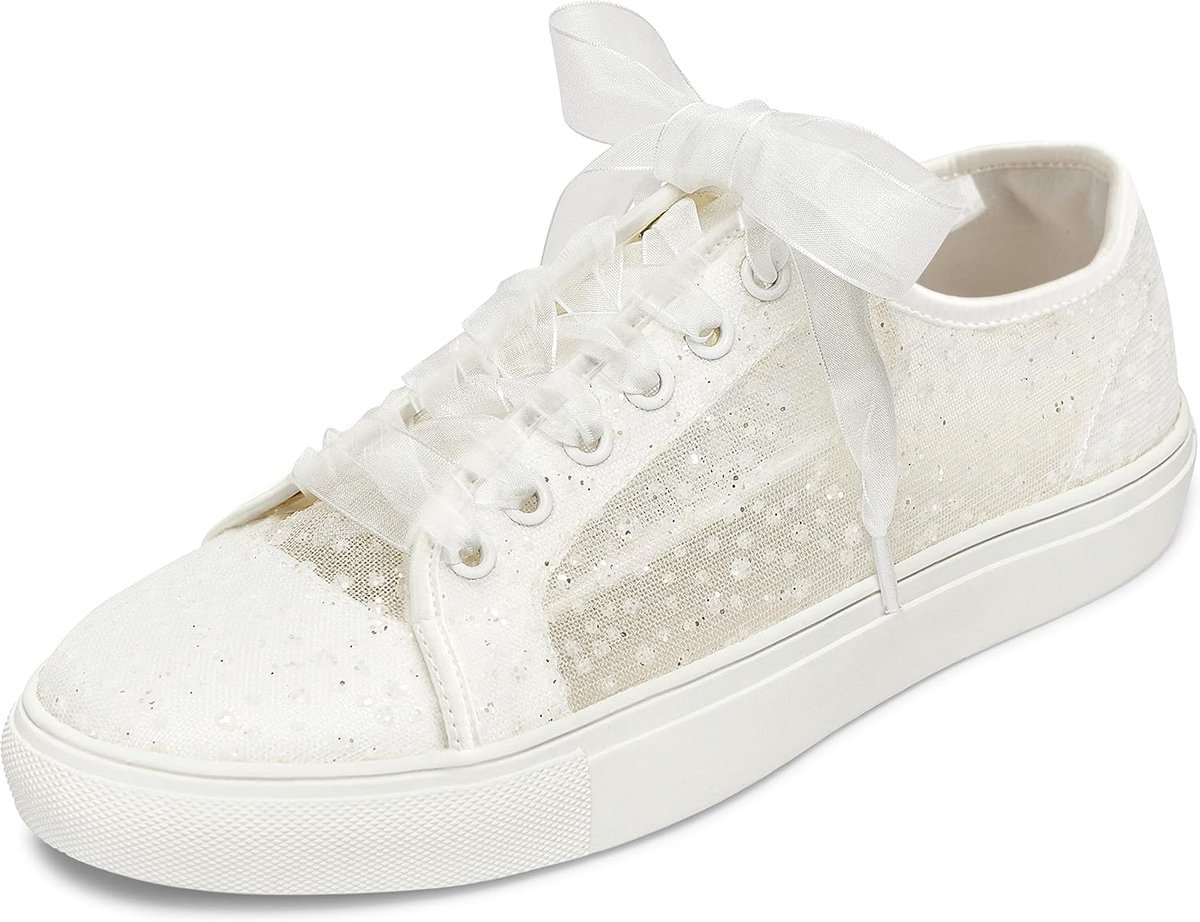 Bruidschoenen sportieve flats - Lace-up - Comfortabel - Ideaal voor de bruid - ShopVlot