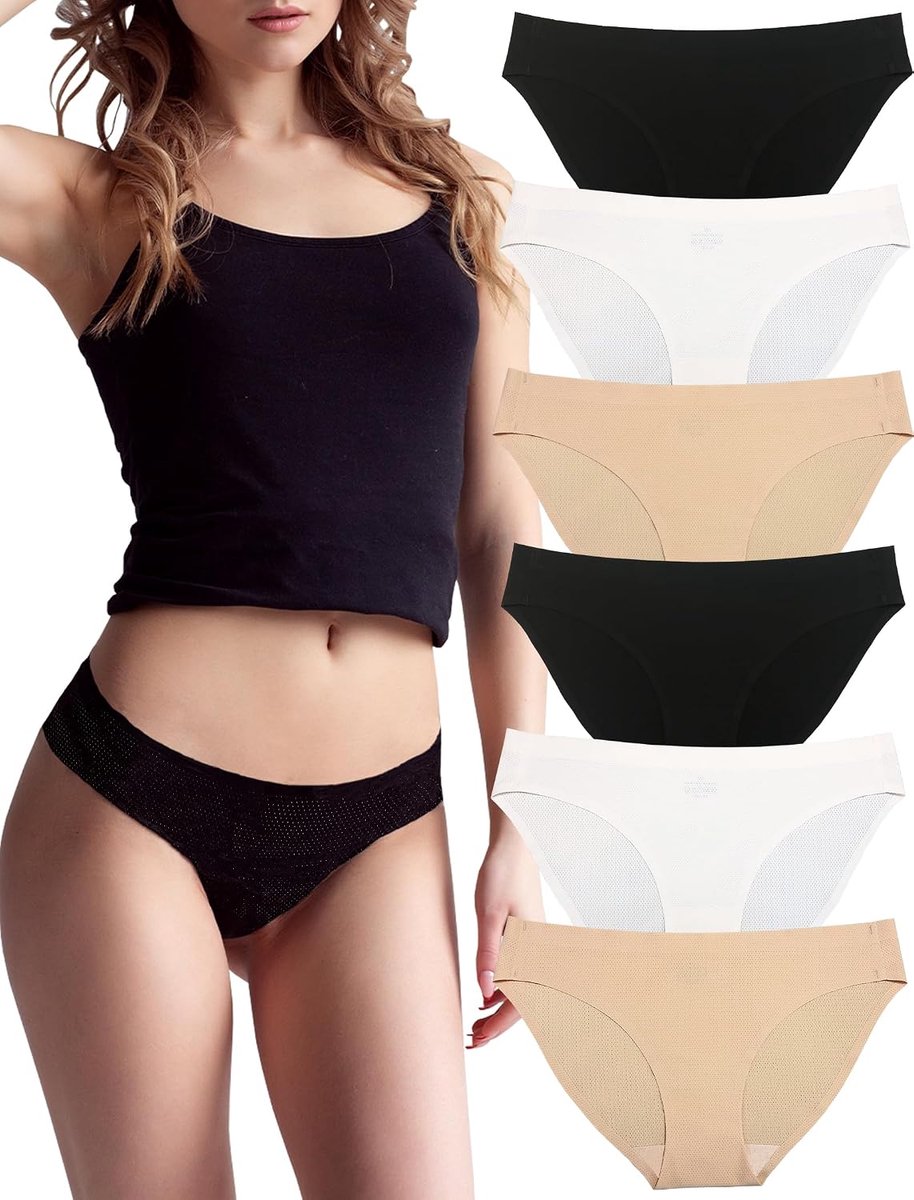 No Show Panties voor vrouwen - naadloze set van 6 - nylon spandex - onzichtbaar onder kleding - ShopVlot