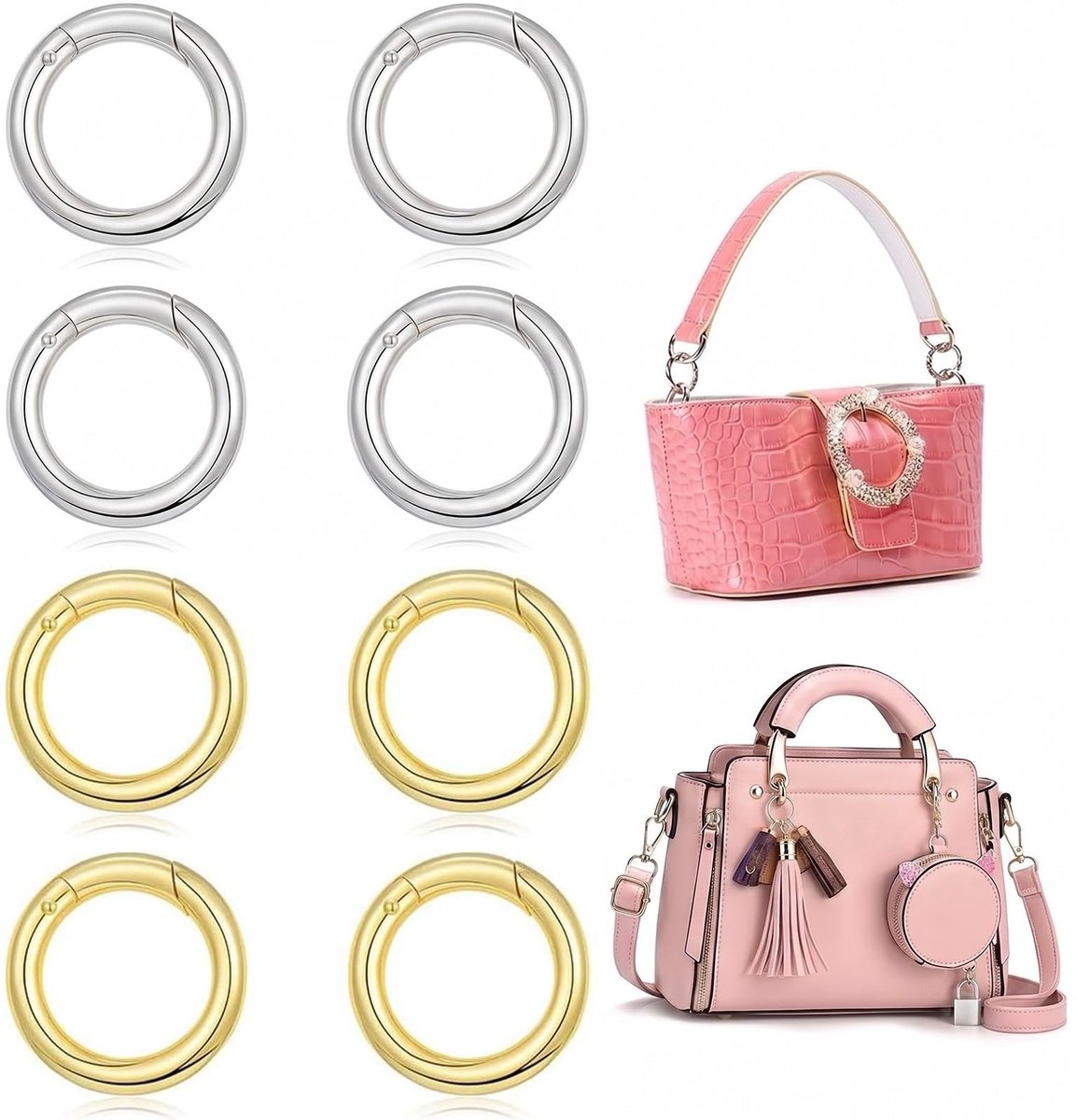 Solidchoice - Set van 8 Ronde Karabijnhaken voor Doe-Het-Zelf