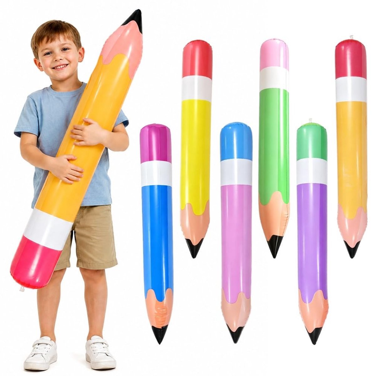 Solidchoice - Set van 6 Opblaasbare Potloodballonnen voor Schoolfeesten