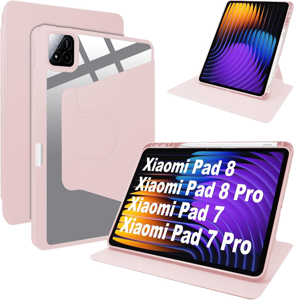 Hoesje voor Xiaomi Pad 8 & 8 Pro & Pad 7 & 7 Pro - PU leren & flexibel silicone - draaibare standaard - ShopVlot