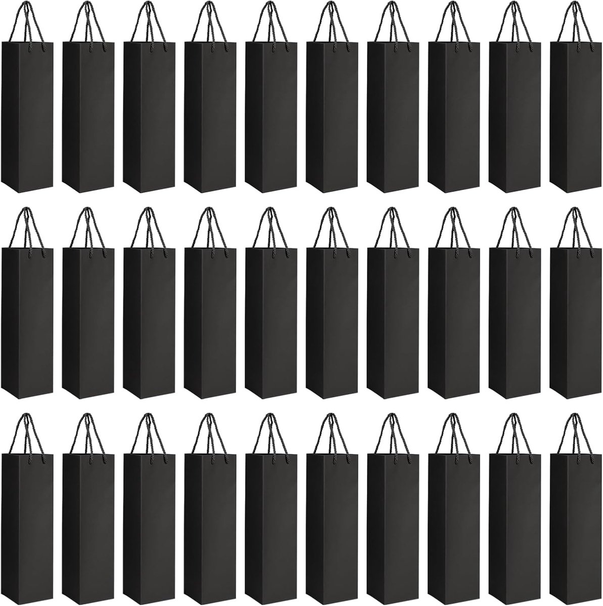 Zwarte wijngeschenkzak, wijntassen van kraftpapier met handgrepen, geschenktas wijnflestassen voor bruiloften - ShopVlot