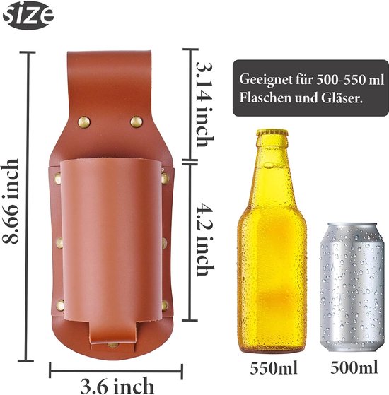 Lederen flessenhouder, riem, bierfleshouder, bierholster, biergeschenken voor mannen, Vaderdag, Kerstmis - ShopVlot — afbeelding 3