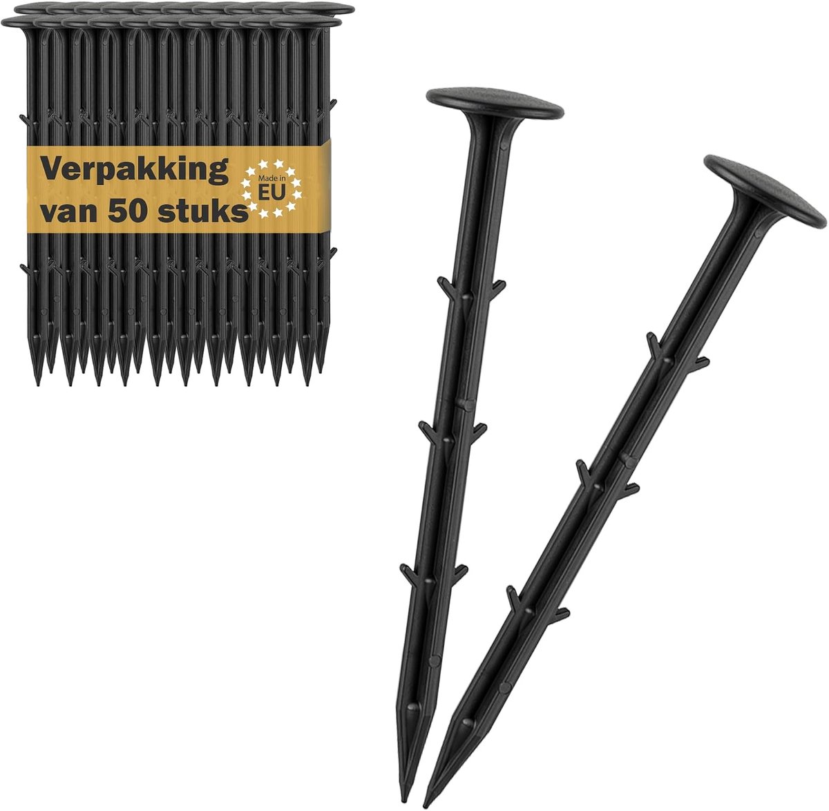 Kunststof, 50 x grondankers, 15 cm, Ø 3 cm, voor worteldoek, tent, camping, extra sterke bevestiging, haringen uv - ShopVlot