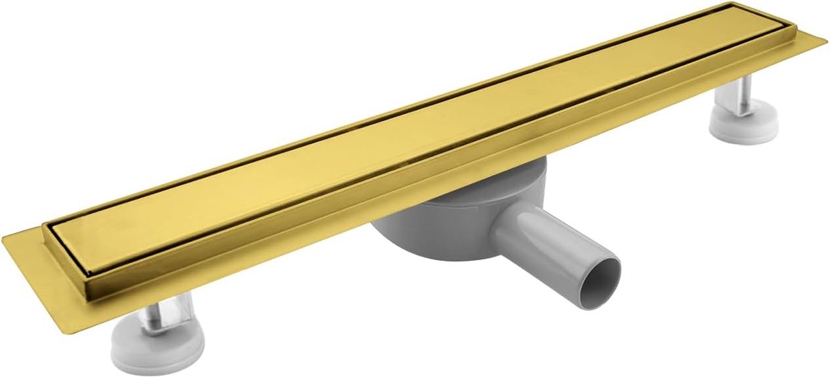 SaniteModar Shower drain 60 cm, Gold - 2-in-1 Panel, Stainless Steel, Shower Drain with 360° Siphon and Filter - ShopVlot