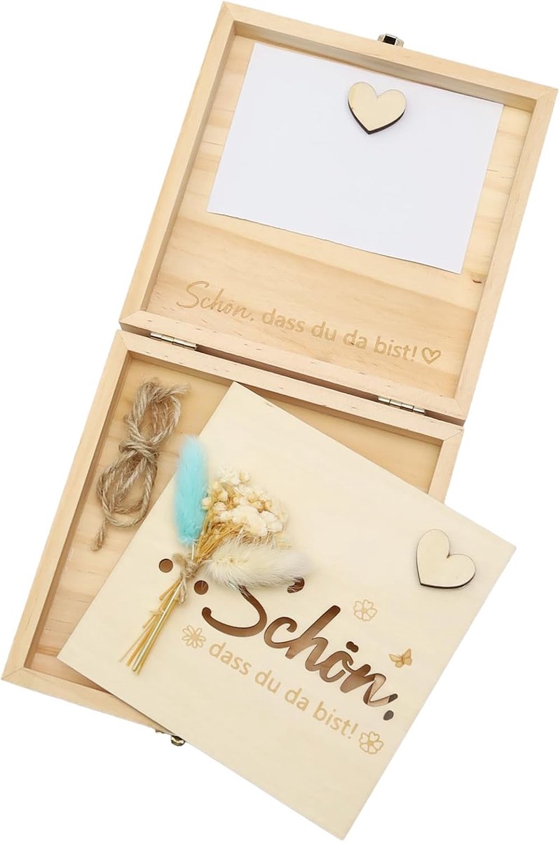 PARFCO Bruiloftsgeschenk geldgeschenk bruiloft houten geschenkdoos, geldgeschenken voor bruiloft met gedroogde - ShopVlot