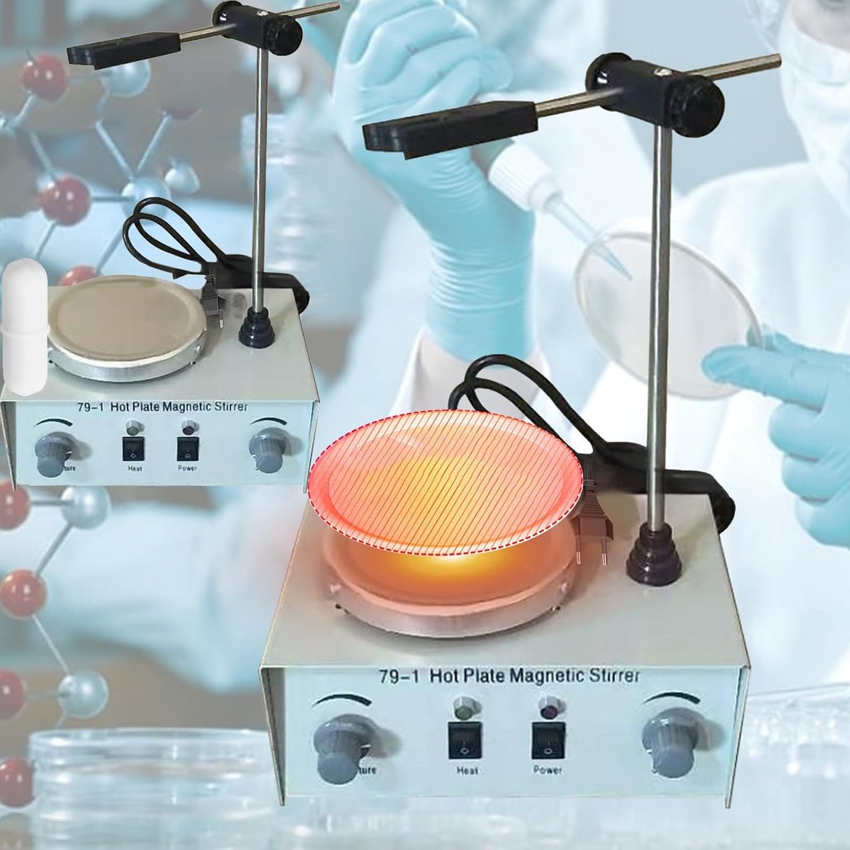 Magnetic stirrer, heating plate, laboratory, magnetic stirrer, laboratory equipment, 300 W, with heating plate 0-2200 - ShopVlot