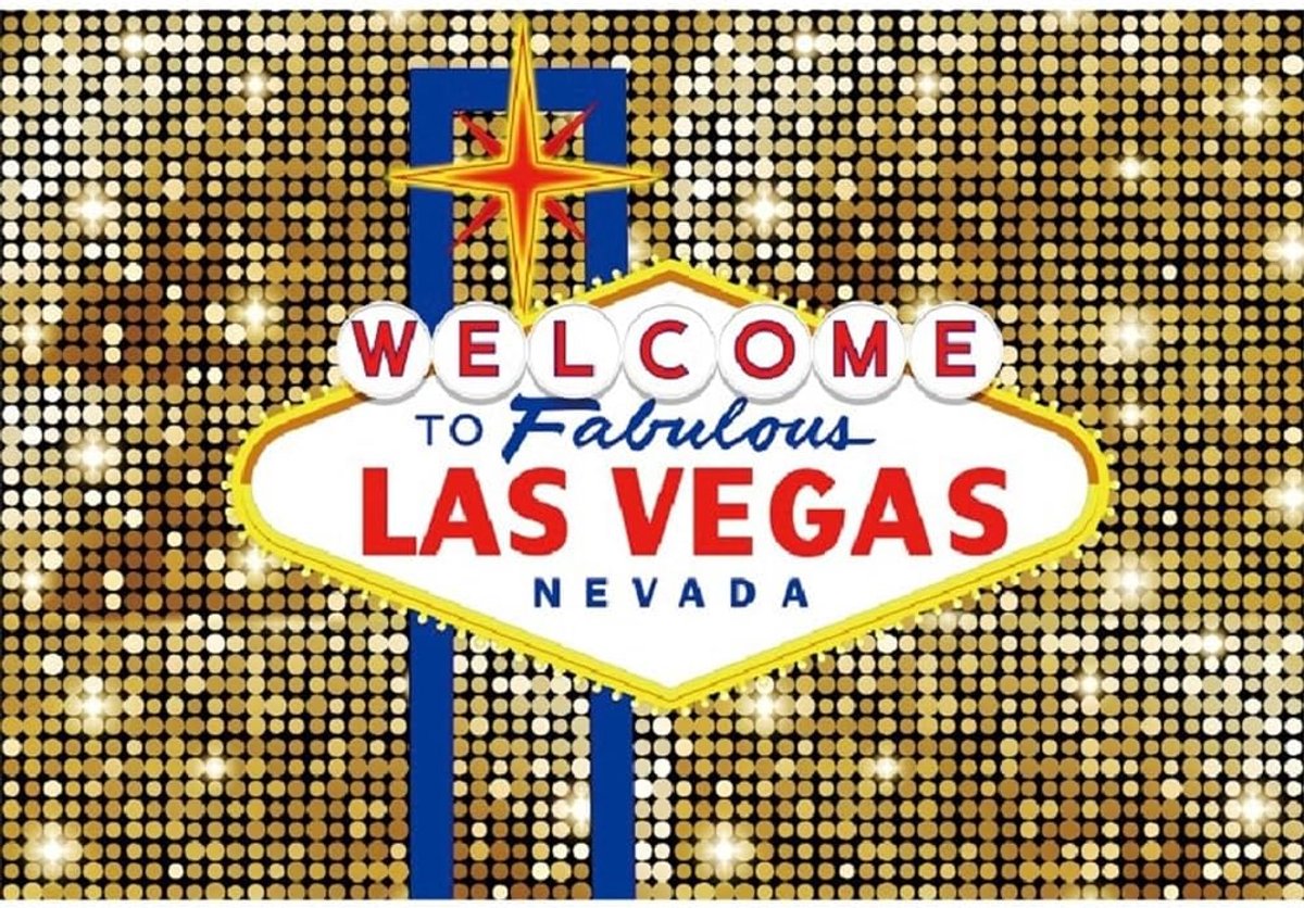 8x6ft Las Vegas Achtergrond Glanzende Gouden Pailletten Welkom bij Las Vegas Fotografie Achtergrond Fabulous Casino - ShopVlot