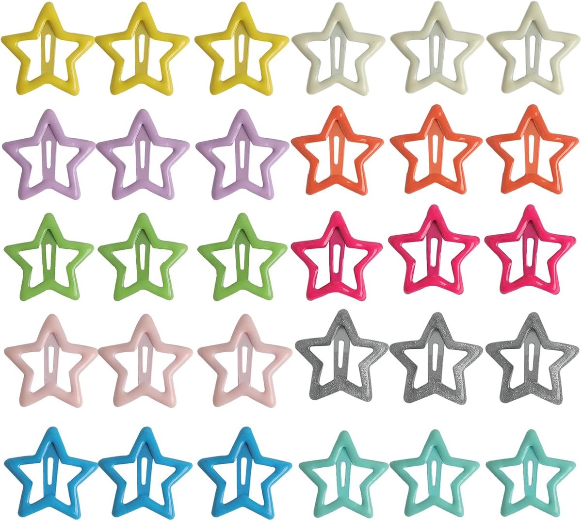 Star Hair Clips, 30pcs Metal Star Snap Non-Slip Hair Accessories Star Shape Hair Pin Colorful Hair Barrettes Kawaii - ShopVlot