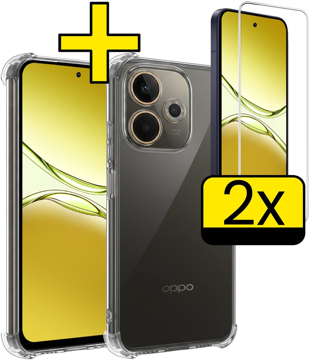 Hoesje - Met Screenprotector - 2 Stuks - Geschikt voor OPPO A5 Pro - Sterk & Shockproof - Siliconen Case - Back Cover - Telefoon Hoes - Shock Proof - Telefoonhoesjes - Transparant