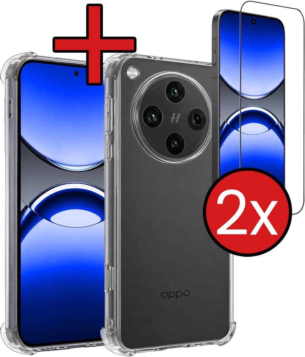 Hoesje - Met Screenprotector - 2 Stuks - Geschikt voor OPPO Find X8 Pro - Sterk & Shockproof - Back Cover - Siliconen Case - Telefoon Hoes - Shock Proof - Telefoonhoes - Transparant