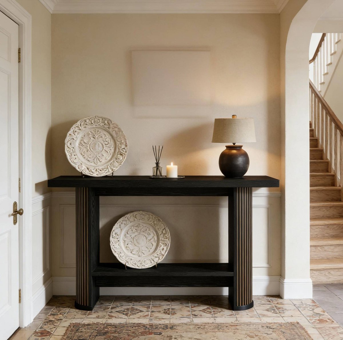 DESMIU Sidetable Moderne Smalle Console Tafel Voor Hal En Woonkamer Van Hout Zwart Rechthoekig Met Open Legplank 140x30x80 Cm