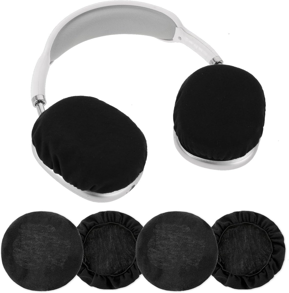 2 Pairs Ear Pads Protective Covers Washable Headphone Protector Stretch Knitted Fabric Earcup Protective Cover for Gym - ShopVlot