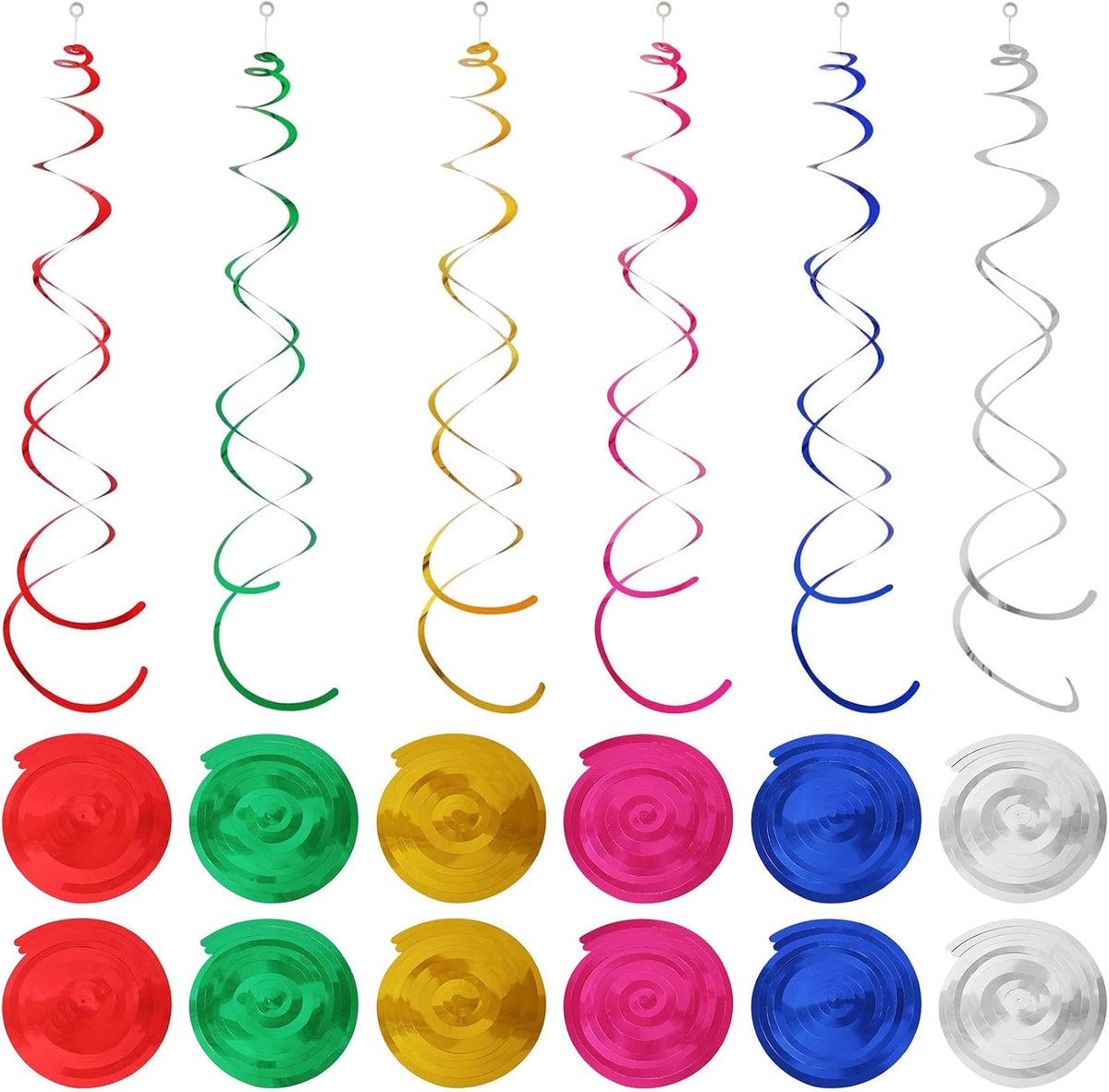 Hanging Spiral Garlands 70 cm - 24 Kleurrijke PVC Garlands - Voor Feestdecoratie - Herbruikbaar en Duurzaam - ShopVlot