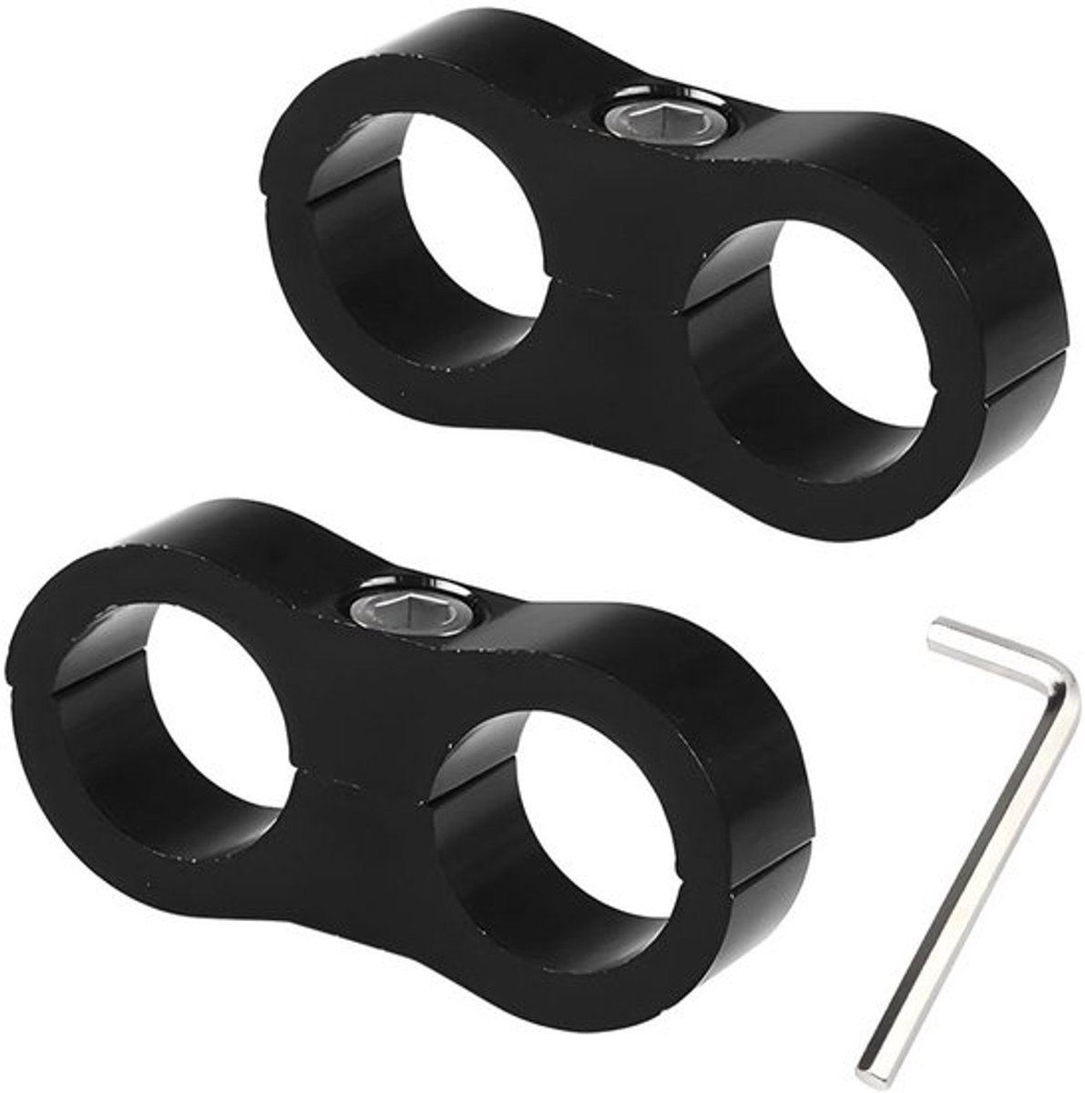 AN6 Aluminium Afstandhouders - Slangklem - Zwart - Adapter voor Olieslang - 2 Stuks - Geschikt voor Remleiding en Waterleiding